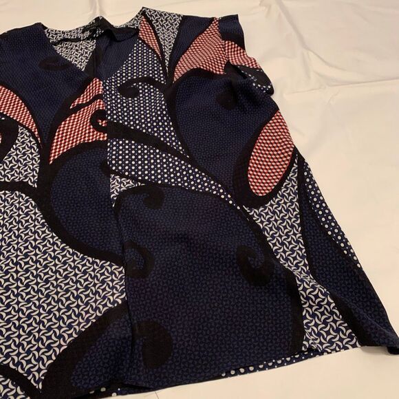 Theory sz L 100% silk geometric abstract top blouse - Picture 6 of 8